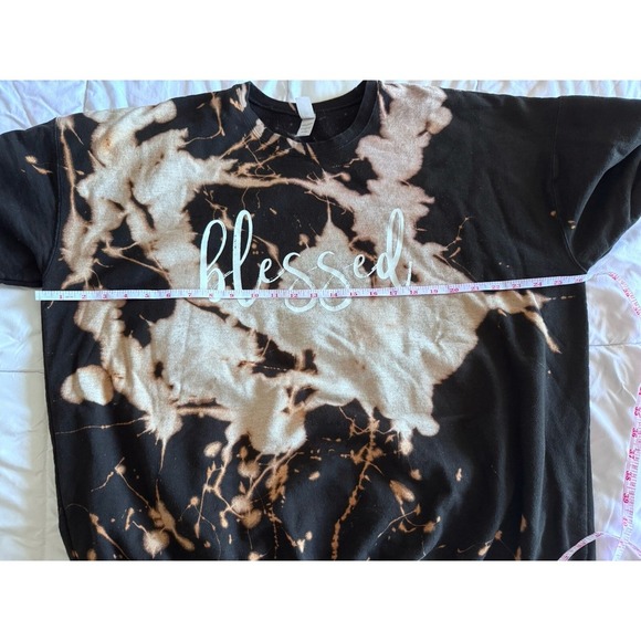 Blessed Bleached Pullover Sweatshirt Size 2xl Black, Fleece Soft EUC - Picture 5 of 9